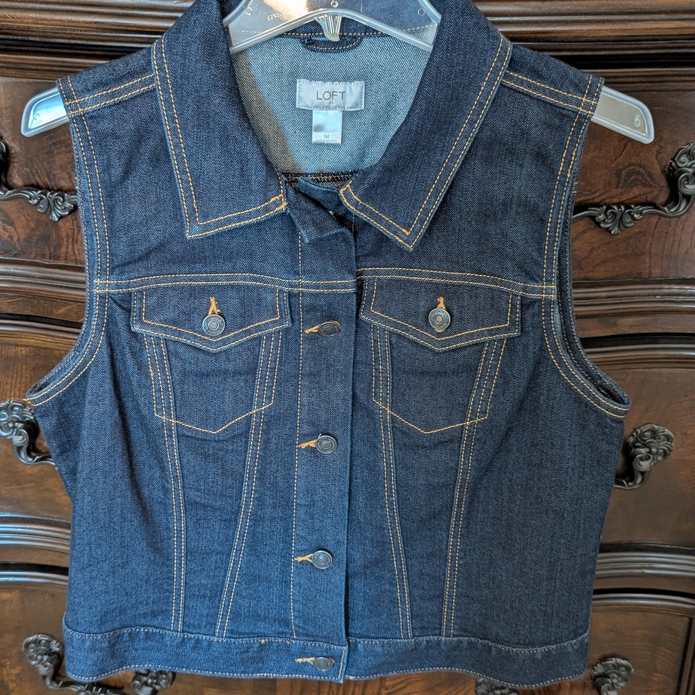 LOFT Dark Blue Denim Vest